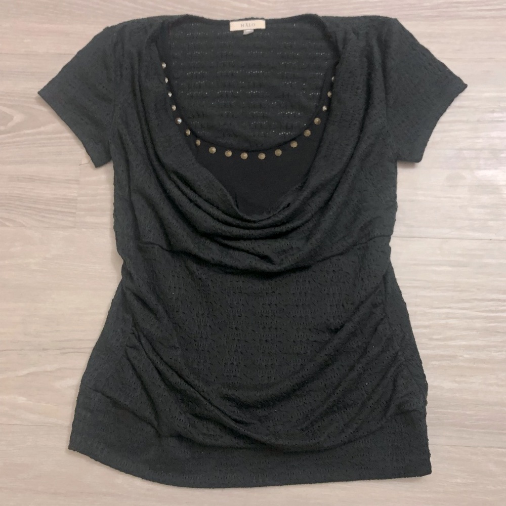 Hālo Black Short Sleeve Blouse | Small